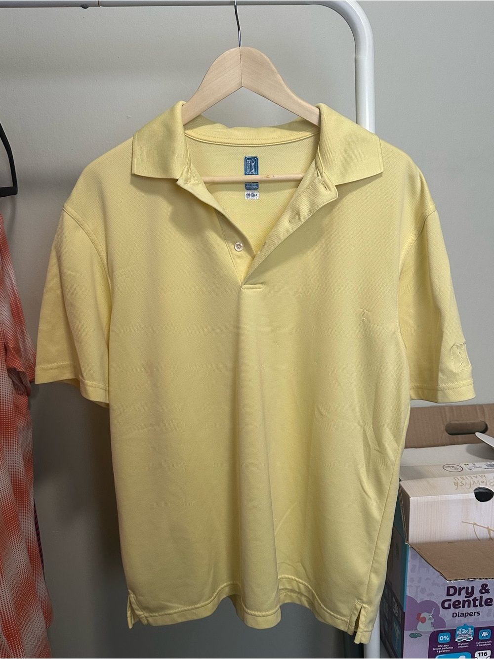 PGA Tour Butter Yellow Shortsleeve Polo size large